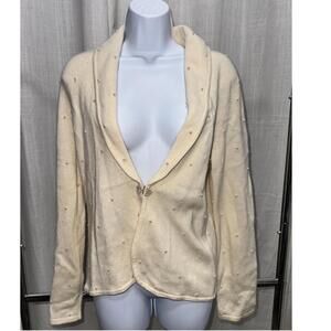 Elegant Cream Knitted Cardigan with Beaded Details LAMBSWOOL AND RABBIT BLEND